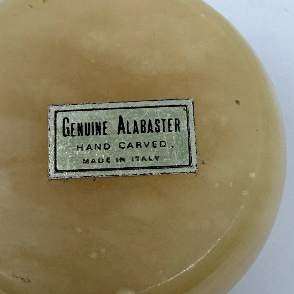 Vintage Yellow Alabaster Trinket Box Floral Hinged Jewelry Box 1.75